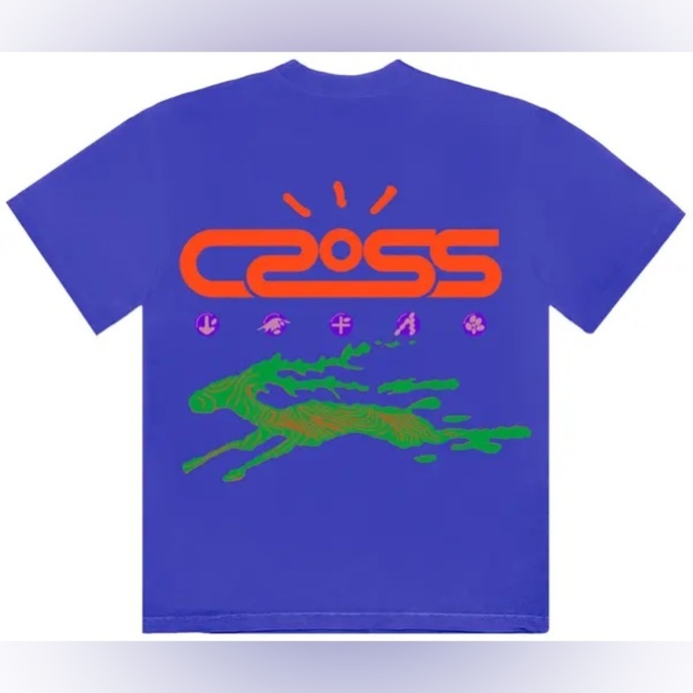 NEW Travis Scott Cactus Jack‎ Cross Tech Tee Royal Blue  Medium